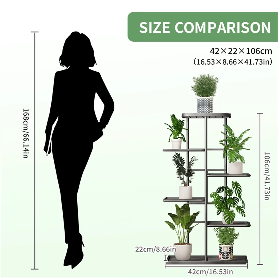 Plant Shelves Iron Potted Flower Plant Stand Rack Multiple Flower Pot Holder Shelf Indoor Outdoor Planter Display Organizer 6