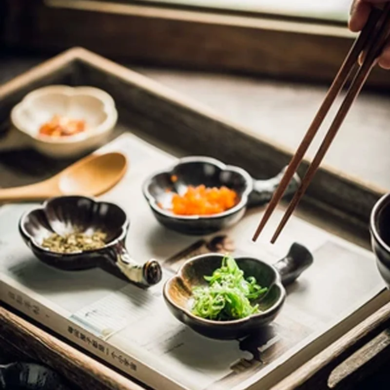 Japanese Rough Pottery Dish Creative Personality Retro Seasoning Dishes ...