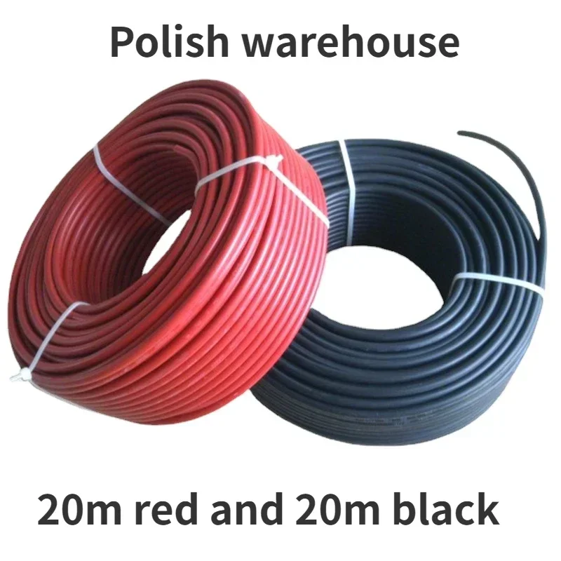 

BLUSUNSOLAR 40meters/Roll 1x4/6mm2 Solar Cable Wholesale Solar Wire for Solar Power Connector,12 /10AWG PV Cable 20 Red+20 Black