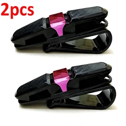 Dual Car Visor Glasses and Card Holder Clips - Interior Accessories (Rose Red)