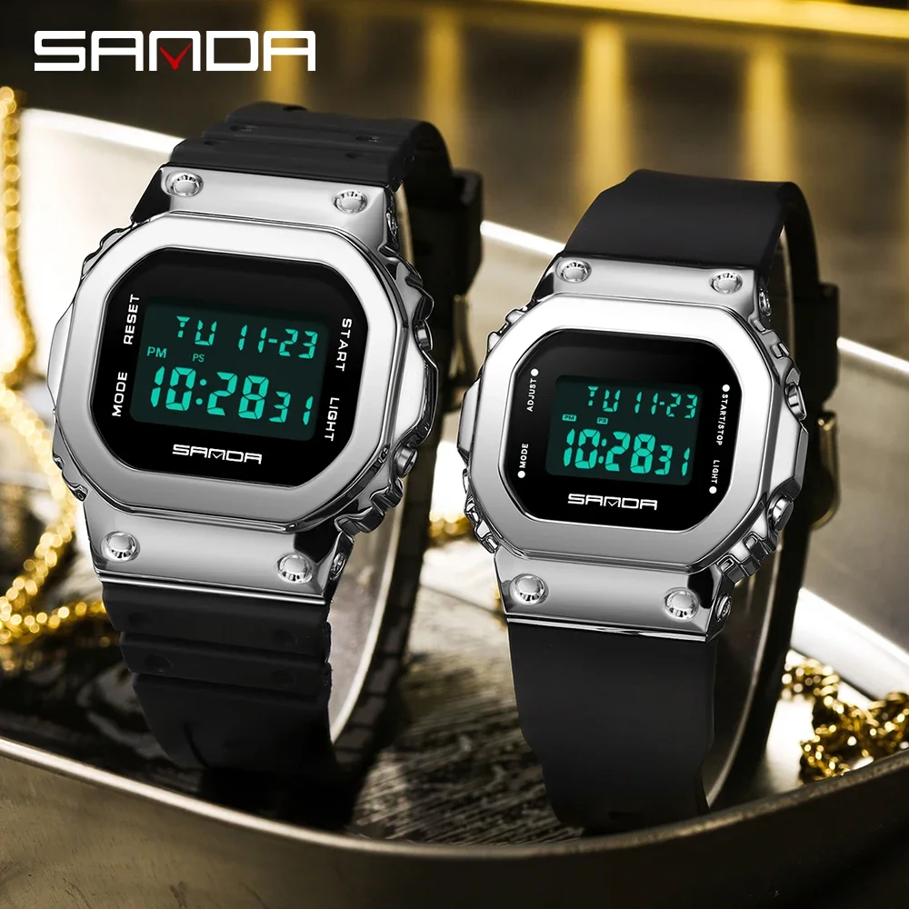 SANDA Men Sports Watches Lover's Gift Waterproof LED Digital Watch Small Square Couple Women Military Electron Wrist Watch 2126