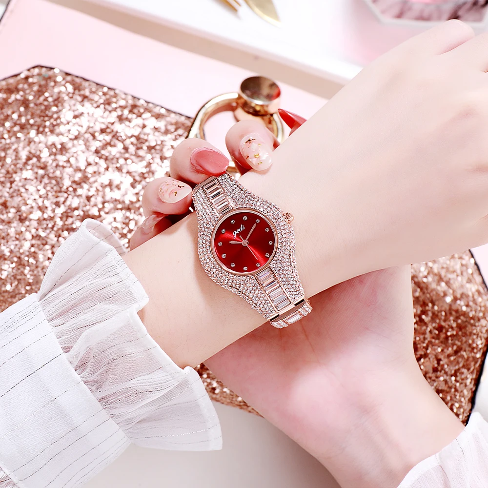 Luxury Women Watches 30M Water Resistance Diamonds Rose Gold Fashion Ladies Quartz Wrist Watch Woman Bling Bling Accessories
