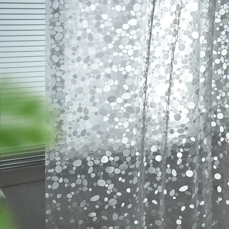 AB33-Transparent Shower Curtain Lining, Pebble Pattern Lightweight Plastic Bathroom Shower Curtain