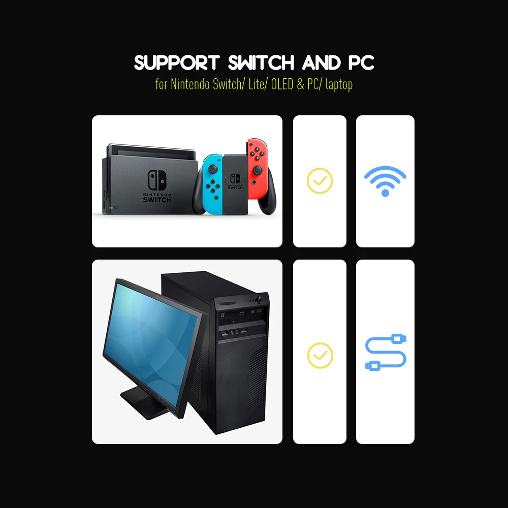 DATA FROG Kawaii Wireless Gamepad Compatible Nintendo Switch Console Turbo Game Controller with Headphone jack for Switch Lite