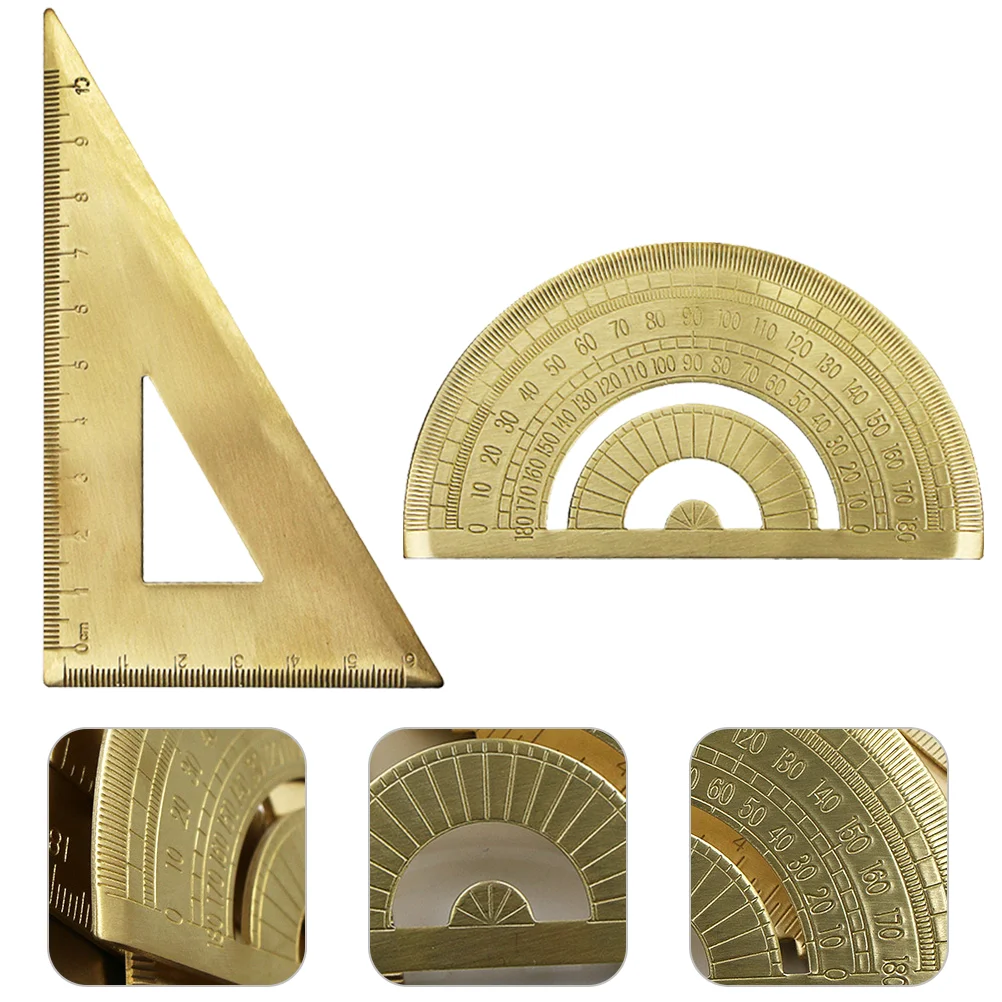 

Ruler Protractor for Geometry Brass Measure Triangle Precision Measurement Drawing Scale
