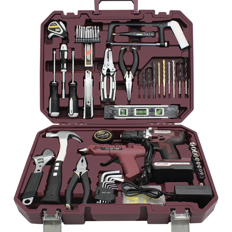 

Household 21V charging drill set/Furniture installation multi-function maintenance hardware toolbox/woodworking combination
