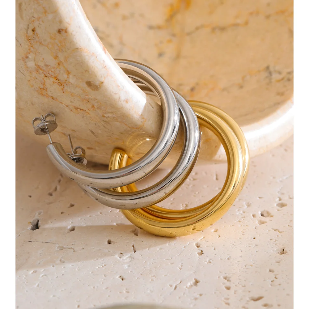 Yhpup 40mm Anti-allergy Stainless Steel Hoop Earrings