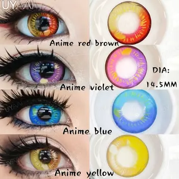 UYAAI 1Pair Colored Contacts Lenses for Eyes Beauty Anime Cosplay Series High Quality Multicolored Beauty Pupils Makeup Soft