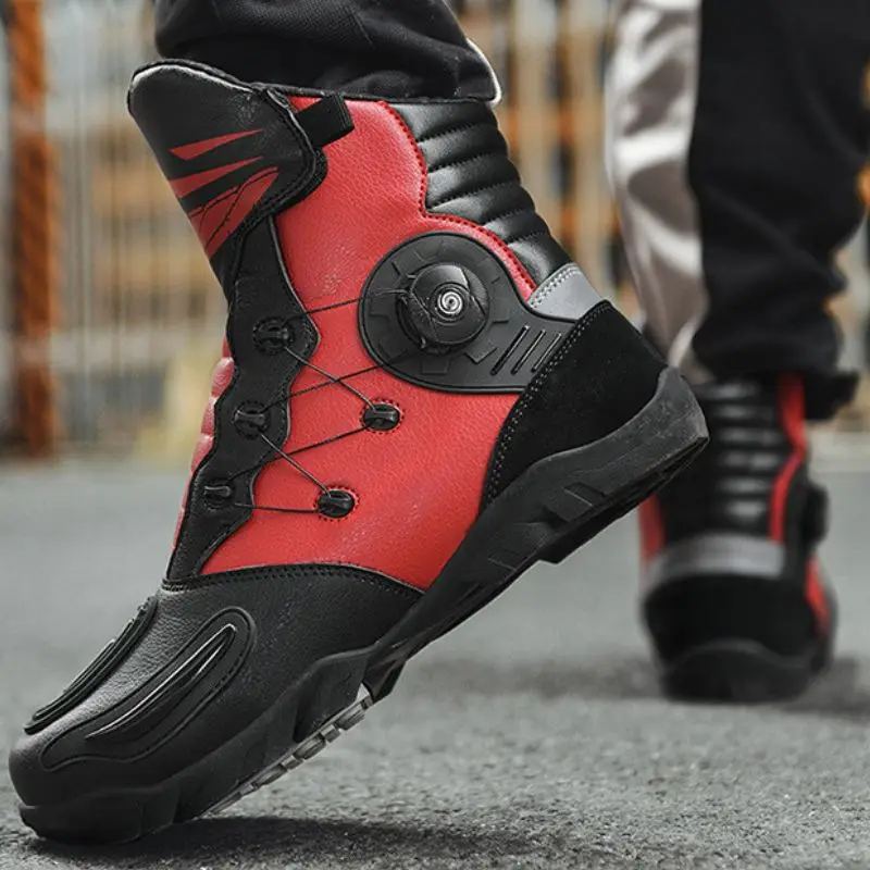 Retro Black Enduro Motorcycle Boot Leather Motorcyclist Boot Riding Shoes Motocross Biker Boots Vintage Motorboats