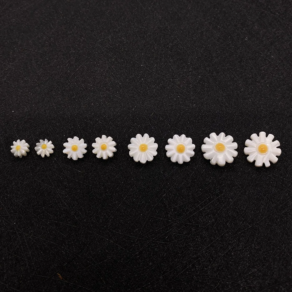 여성용 천연 진주 껍질 비즈, 귀여운 작은 데이지 모양, 창의적인 루즈 비즈 쥬얼리, DIY 매력 팔찌 선물, 6-12mm, 10 팩