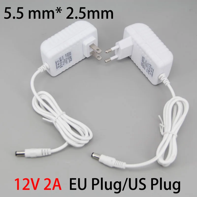 백색 LED 드라이버 AC 110V-240V to DC EU US 플러그, 전원 공급 어댑터, 스트립 조명용 스위칭 컨버터 충전기, 12V 2A, 2000ma