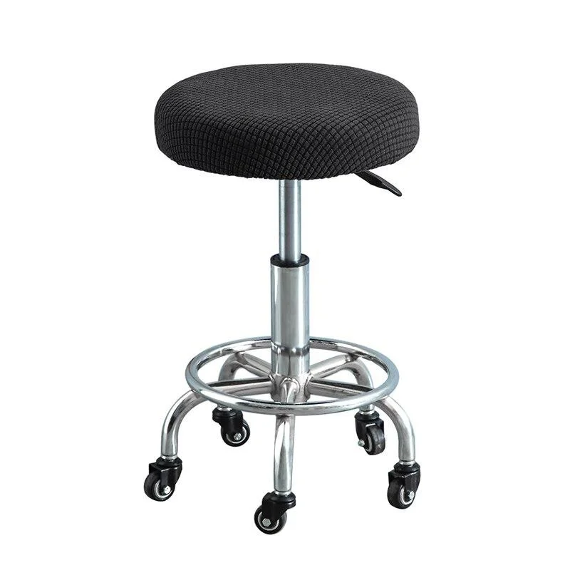 Polar Fleece Round Bar Stool Slipcover - Removable, Washable Solid Seat Protector