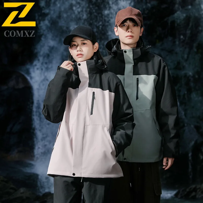 COMXZ Casual Hooded Mens Jacket Thickened Snow Skiing Windproof Warm Parka Fashion Lightweight Cold Resistant Winter Zipper Coat
