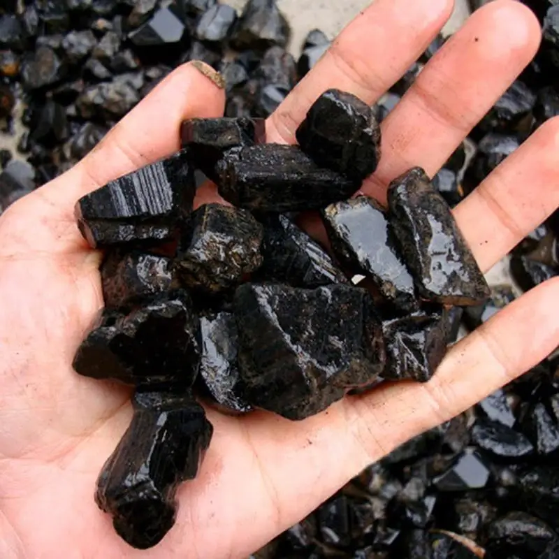 2-3CM 100G New Natural Black Tourmaline Rough Stone Rock Mineral Specimen Healing Suitable Festival Party Decoration Supplies
