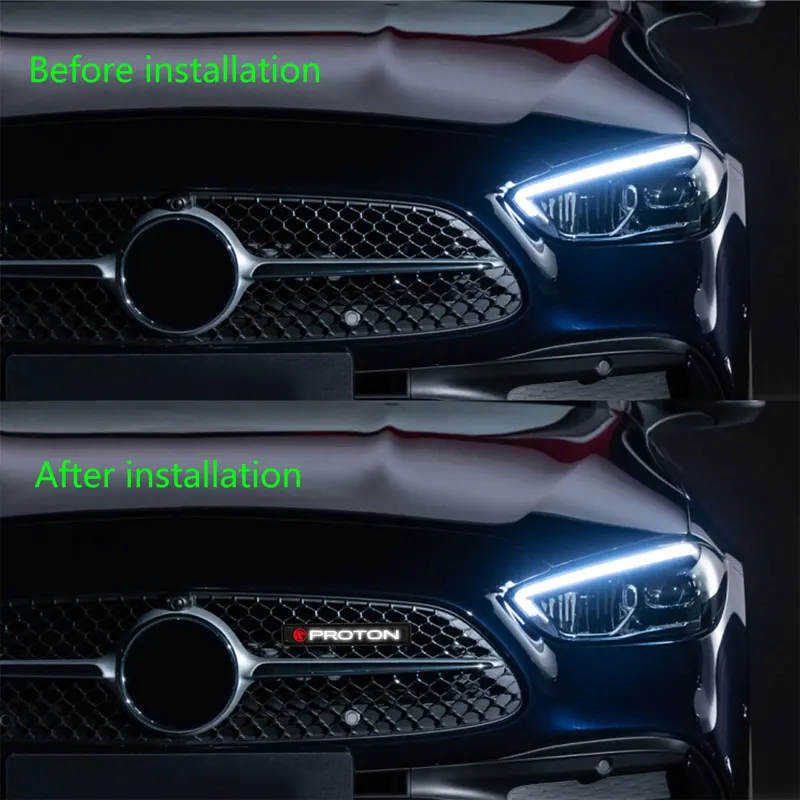 Фото 1 шт. ABS хромированный автомобильный передний капот решетка светодиодная подсветка для Proton Exora irice R3 перманская Сага Suprima Waja X50 X70 аксессуары №5