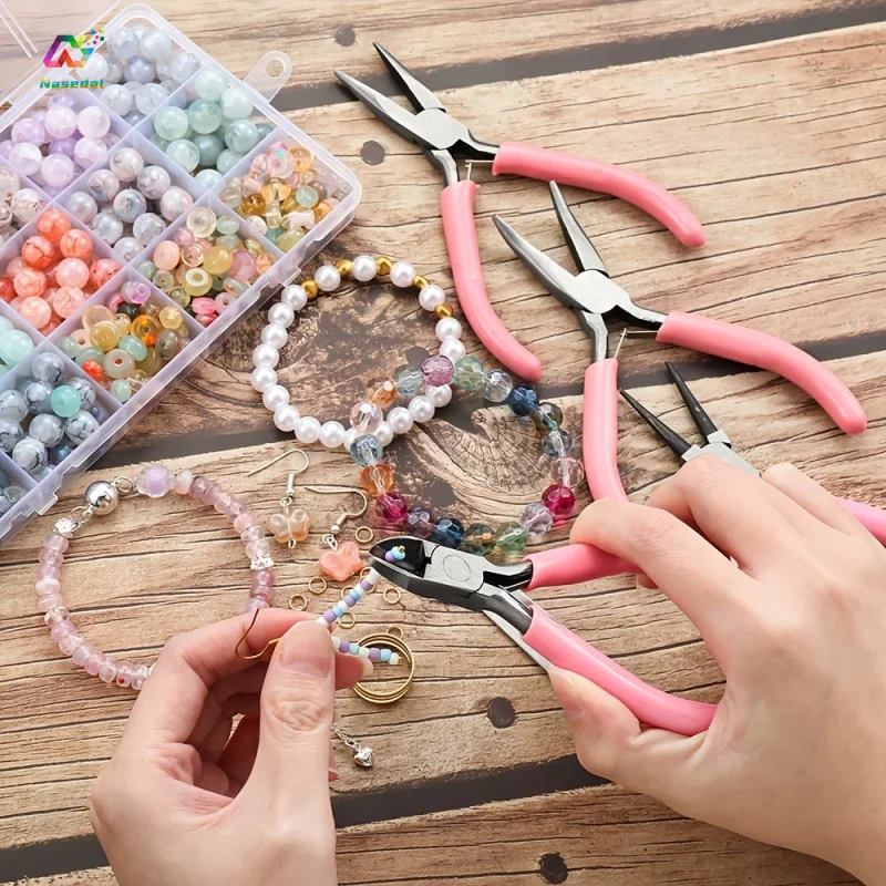 8pcs Jewelry Making Beading Tool Kit with Pliers Scissors DIY Craft Tools for Handmade Ornament Fashion Accessory Making Repair - 4