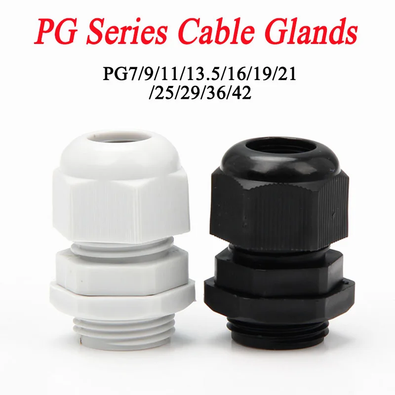 

PG Series Cable Glands IP68 Waterproof Seal Joint PG7/9/11/13.5/16/19/21/25/29/36/42 White Nylon Plastic Connector 100/50/20PCS