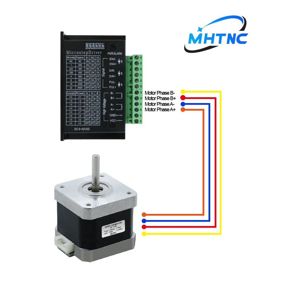 MHTNC Nema17 Stepper Motor 0.28Nm 42HS34 1.5A 34mm Length 5mm Shaft 4-lead 2 plase CNC 3D Printer XYZ Engraver