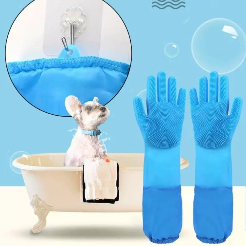 Hundesalon Reinigungshandschuhe Hund Katze Baden Shampoo Handschuh Haustier Erweiterte Anti Biss Weiche Silikon Handschuh Haar Entfernung Handschuh – Detail 1