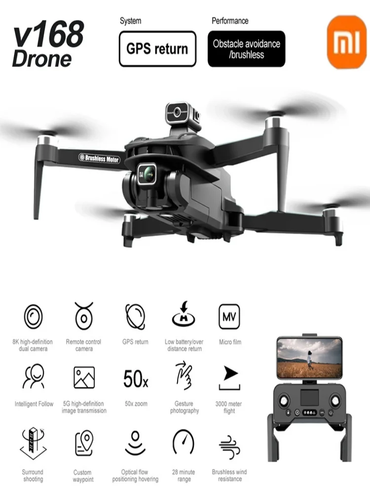 Xiaomi V168 Original GPS Drone 5G Professional 8K HD Aerial