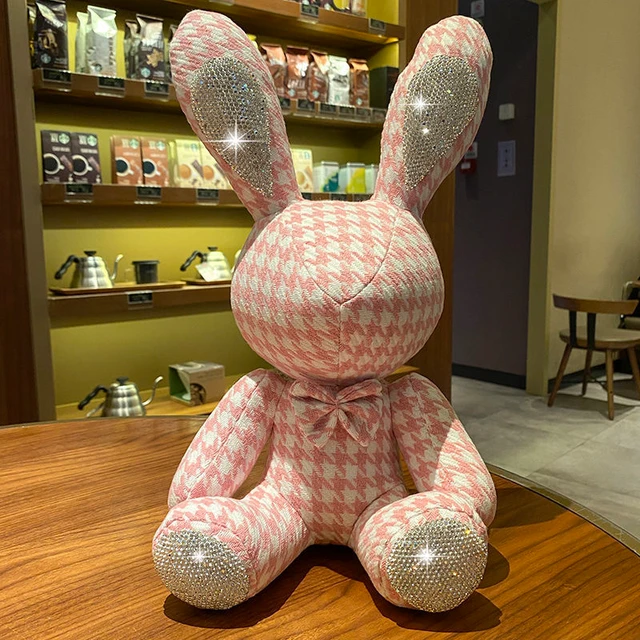 LV DIOR MCM LOGO New Cute Diamond Inlaid Rabbit Plush Toys 38cm Bunny DIY  Doll Ornament Creative Gifts Accompany Xmas Birthday Toys CLEARANCE ‼️