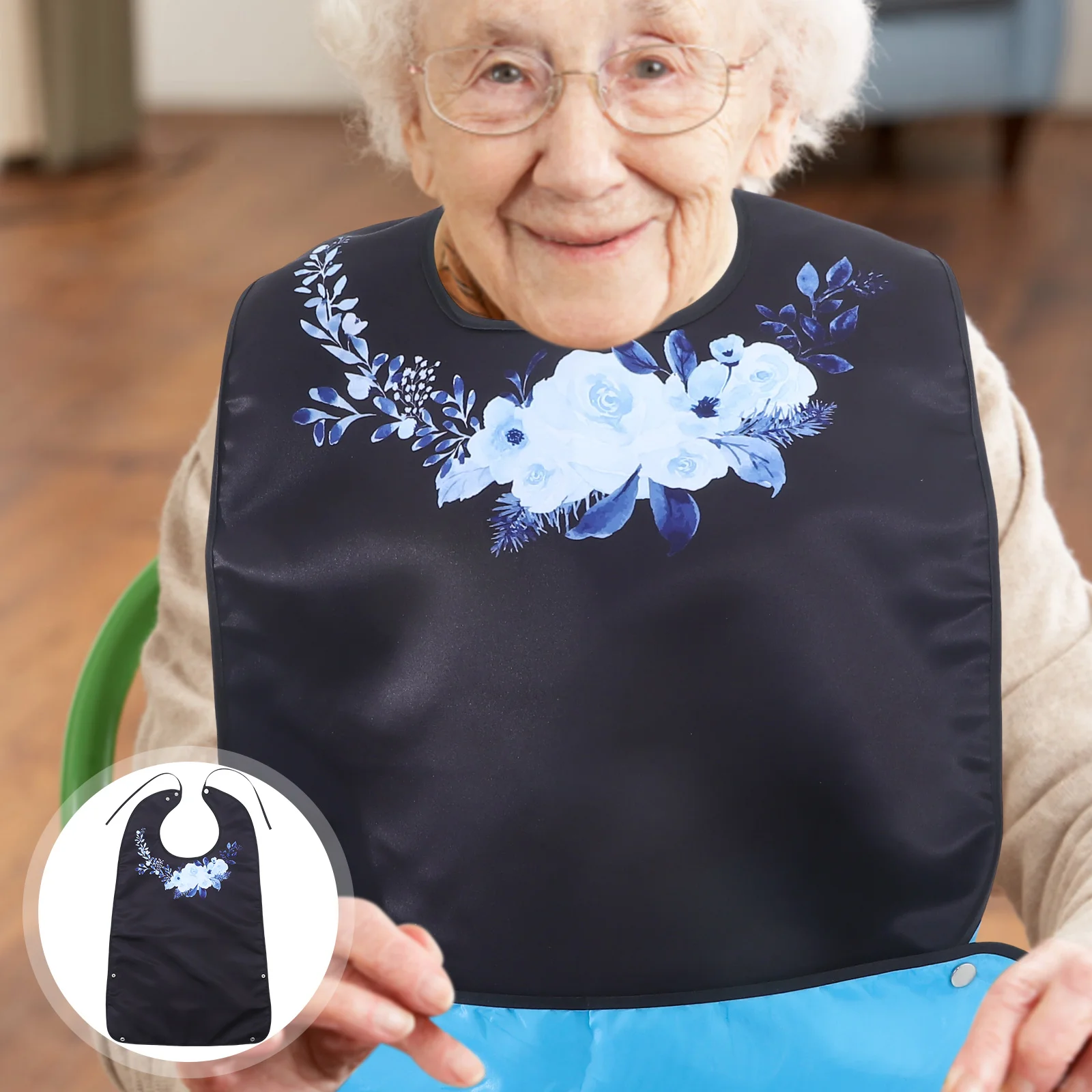 

Washable Dining Bib Seniors Elderly Disabled Patients Food Eating Bib Multi-Function Bib for Elderly