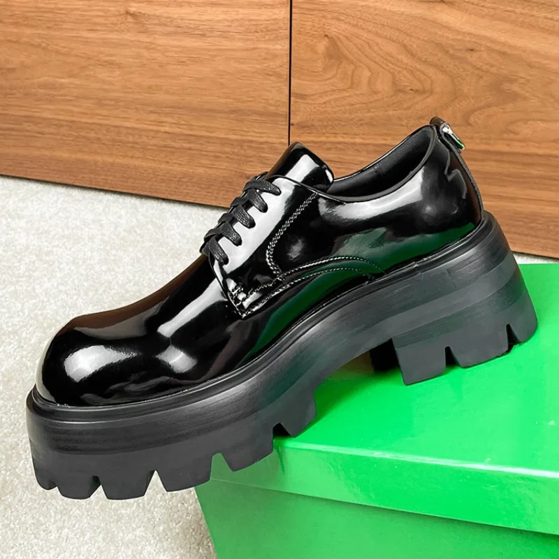 

Туфли дерби мужские из натуральной кожи, роскошные модные повседневные деловые классические туфли, толстая подошва, высокие