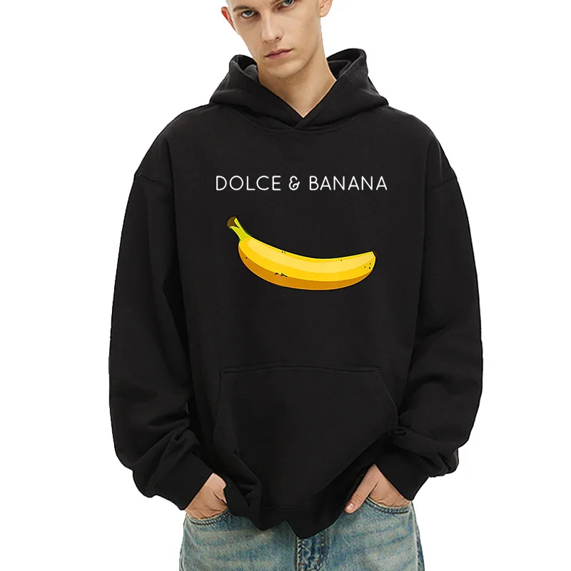 

Dolce & Banana Printing Men's Sweatshirt Fashion Casual Hoodies Autumn Loose Pullover Tops Casual for Men Hoodie Mens Tops