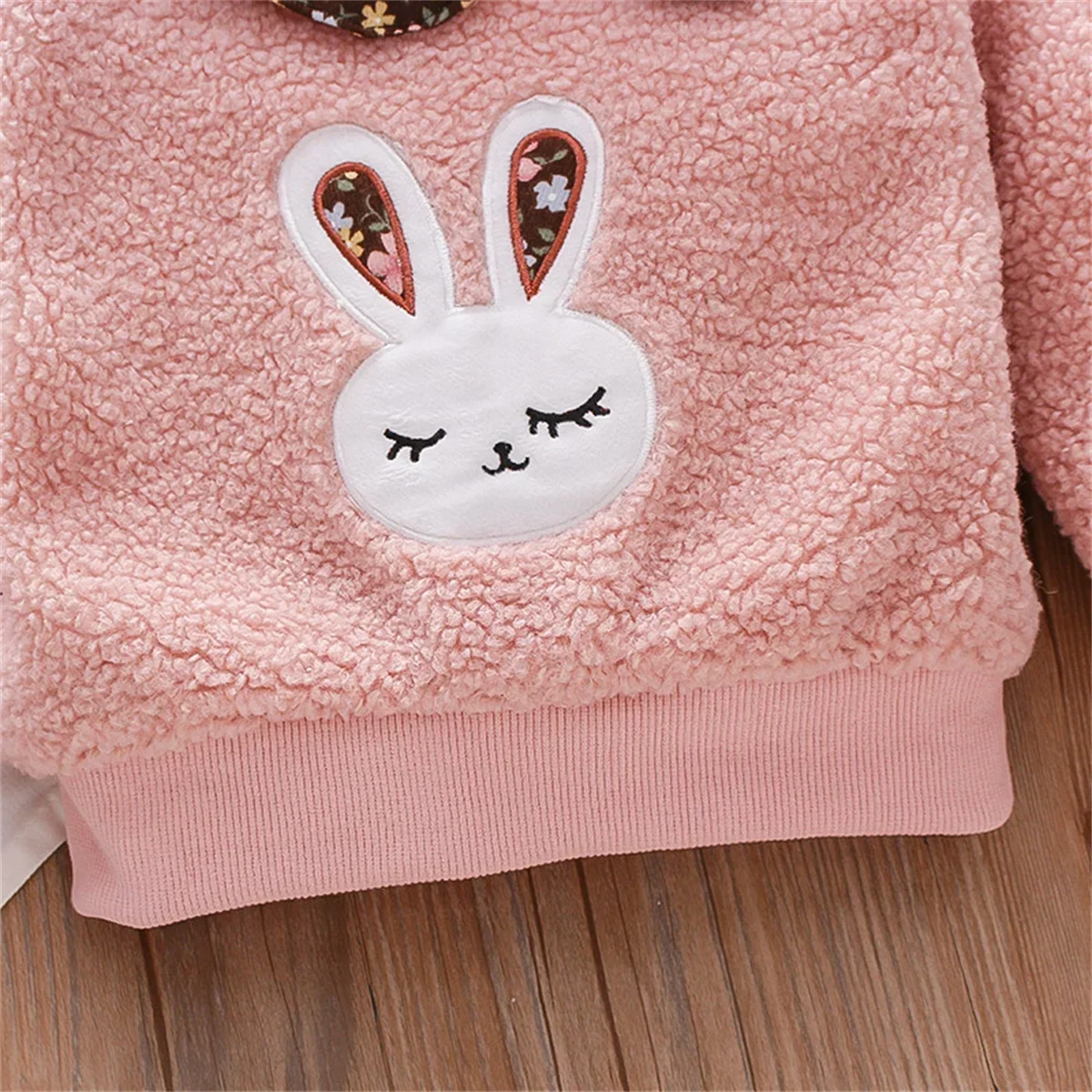 Winter Clearance Girls New Hoodie Furry Rabbit Pick Up Missing Girls Top Lapel Floral Coat Winter Hoodie