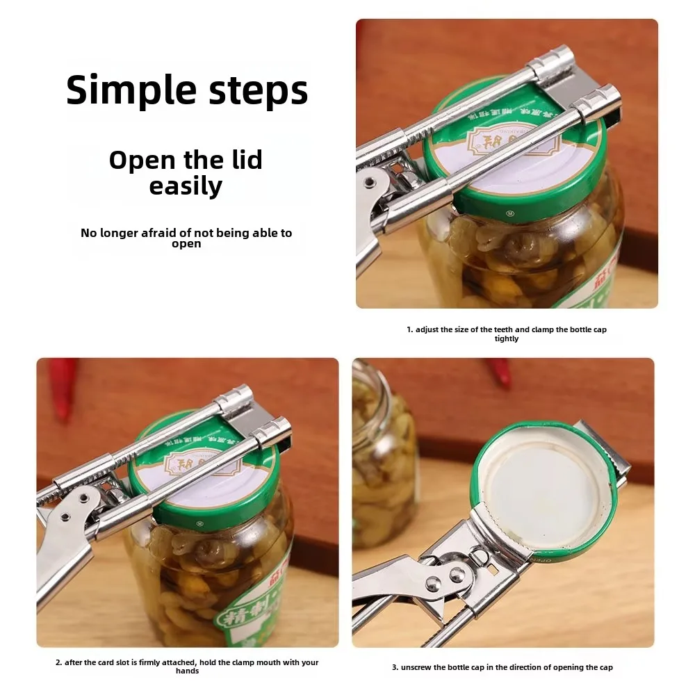 Rotating Cap Stainless Steel Screw Cap Rotating Manual Adjustable Can Opener Anti Slip Bottle Cap Kitchen Tool Bottle Opener Hot