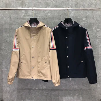 TB Autumn/Winter Men's Jacket Fashion Outdoor Sports Jacket Classic Sheet Riptop RWB Elastic Stripe Casual Luxury Hoodie 1