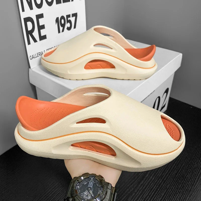 Fashion Flip Flops Men Cloud Slippers Summer Shoes Memory Foam Pillow Slides Orthopedic Clip Toe Arch Support Beach Sandals