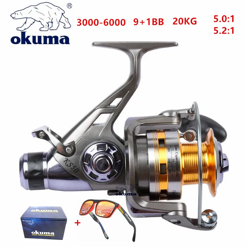 

Рыболовная катушка OKUMA с металлической проволочной чашей 20 кг/9 + 1 шарикоподшипник, передние и задние тормоза для морского судна на дальние расстояния 3000-6000
