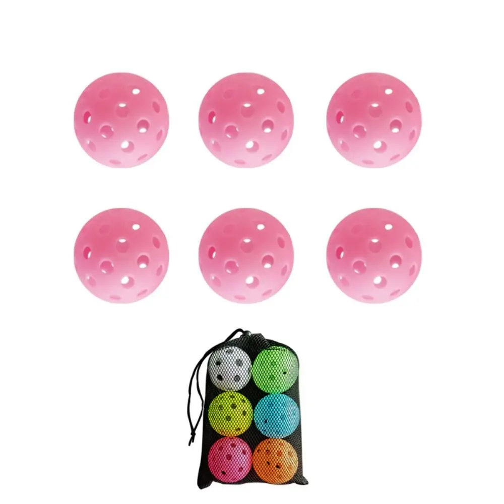 

6pcs/set Colorful Luminous Pickleball Ball Durable 40 Holes Glow in The Dark Pickleball 74mm with Mesh Bag