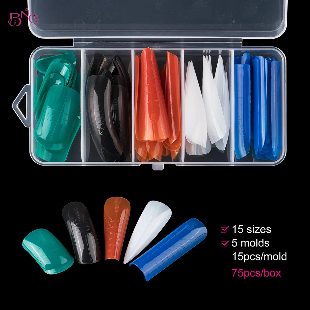 BNG Nail Forms for Builder Gel Reusable Extension Acrylic Nail Molds Set Nail Gel Forms False Nail Tips for Manicure Nail Art