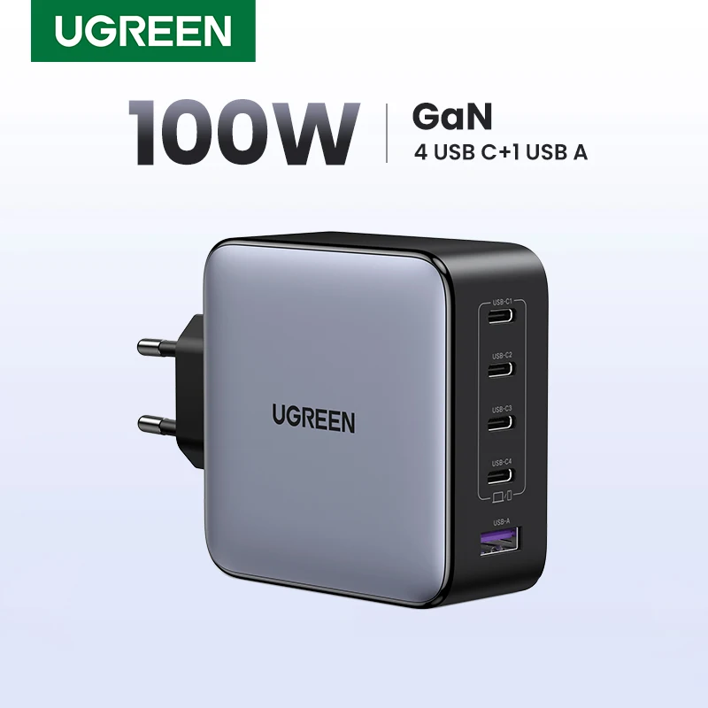 UGREEN 100 W GaN Ladegerät 5 Ports USB C Ladegerät QC4.0 3,0 PPS Für Macbook Air Laptop Tablet PDFast Ladegerät für iPhone 16 15 14 Pro - AliExpress 202192403