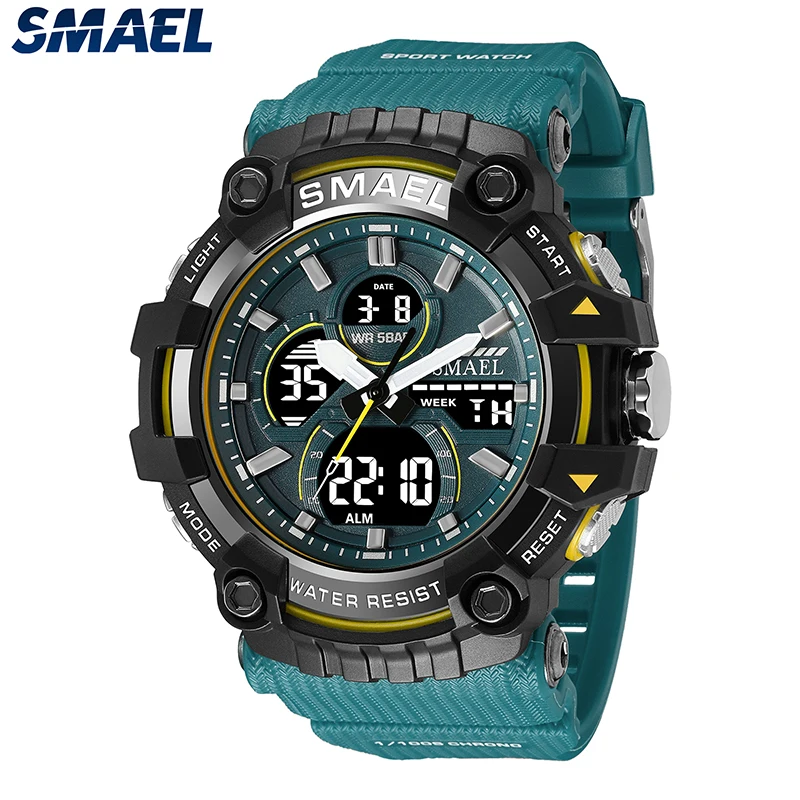 SMAEL Mens Watches Water Resistant Sports Man Military Watch 2023 New Fashion Waterproof Digital Sport Stopwatch Wristwatch 8079