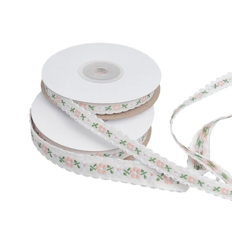 자수 작은 꽃무늬 우븐 모자 활, 수제 DIY 우븐 재료, 우븐 액세서리, 리본 선물 장식, 2 개