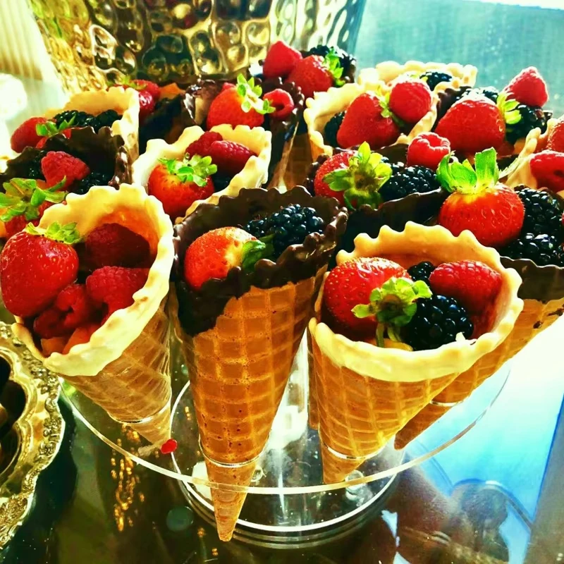 16/24 Holes Acrylic Ice Cream Stand Wedding Party Ice Cream Cone Holder Double-Layer Cupcake Popcorn Rack Buffet Display Stand 3