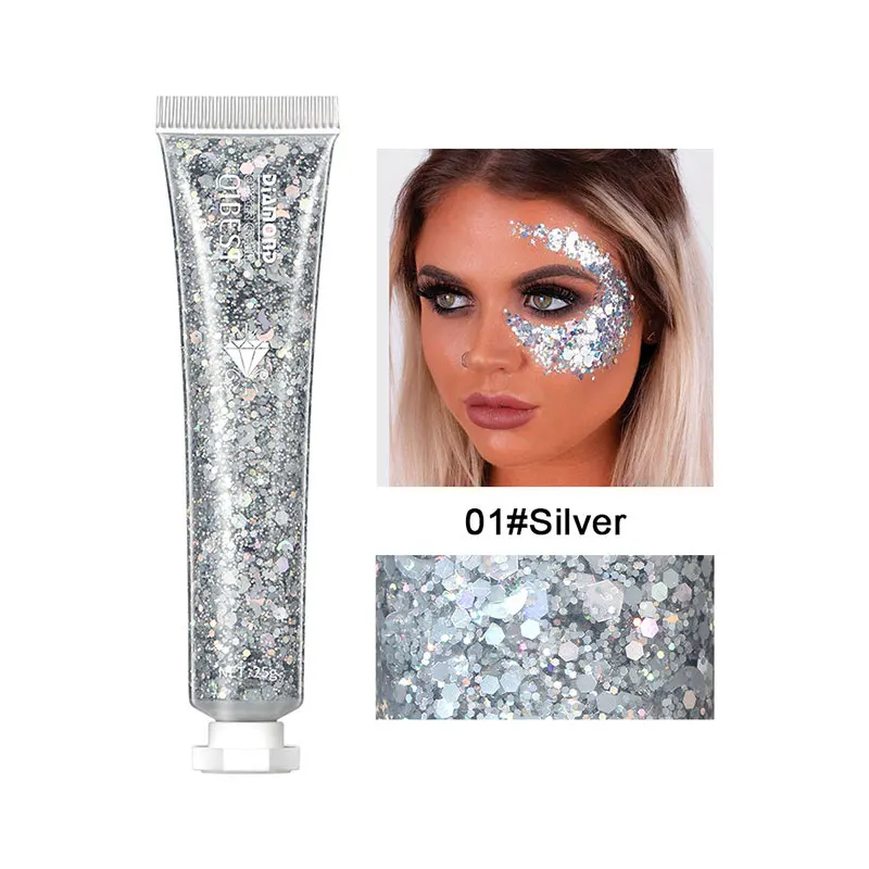 18g Body Glitter Gel Professional Shiny Loose Sequins Cream Festival Party Rhinestones Highlight