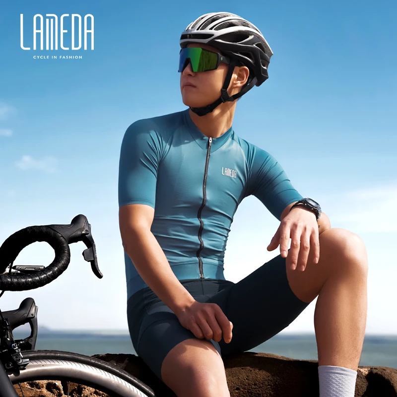 thumbnail image 1 of Camiseta de ciclismo de verano de manga corta para hombre de Lameda, ropa de ciclismo absorbente para hombre, maillot de ciclismo de secado rápido para hombre, 1 of 4