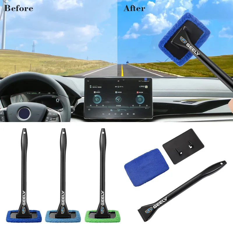 Microfiber Car Window Cleaner Long Handle Washable Brush
