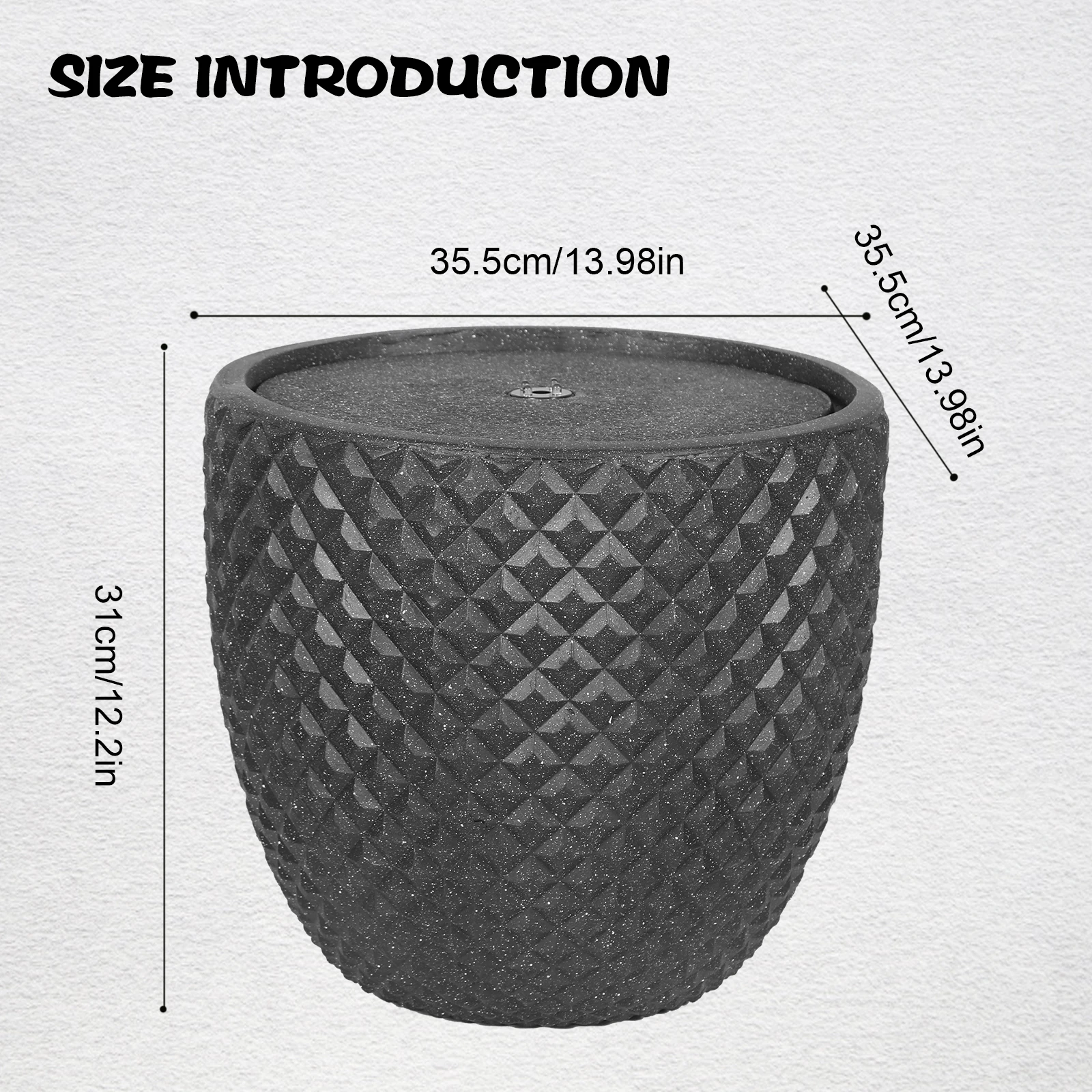 13 Inch High Solar Water Fountain Waterfall Outdoor Fountain Round Stone with LED Lights & Pump for Patio Yard and Garden Decor