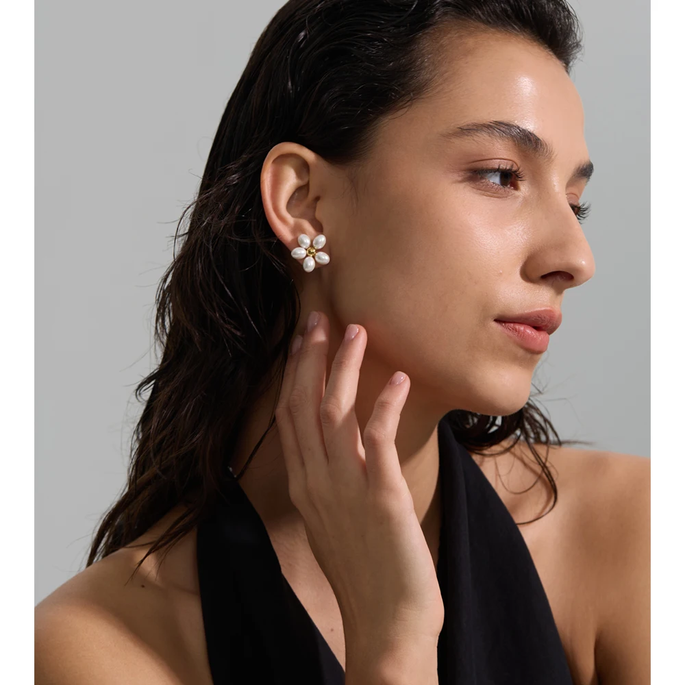Yhpup Pearls Stud Earrings Women Korean Style