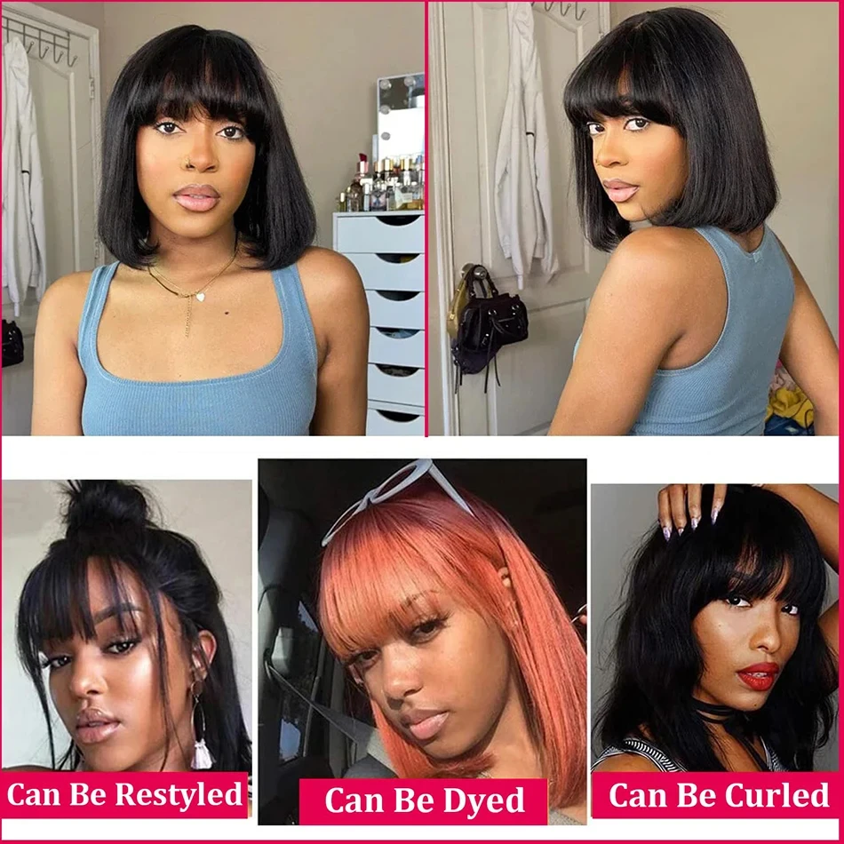 150% Density Glueless Short Bob Wig Glueless Wig Human Hair 3X1 Middle Part Lace Straight Bob Human Hair Wigs With Bangs
