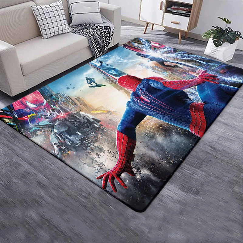 Spider Man HD Printed Carpet for Living Room Decoration Bedroom Picnic Camping Kitchen Entrance Door Mat Crawling Rug