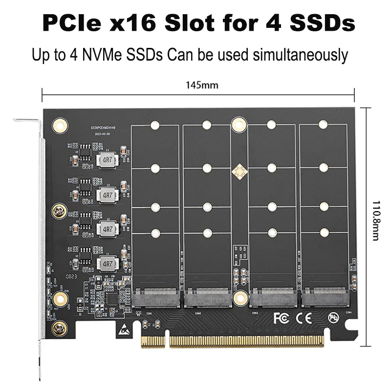 Cartão de Expansão Iocrest com Dissipador M.2 X16 Pcie 4.0 x4 Suporta Nvme M.2 2280 até 256gbps Suporta Raid de Bifurcação