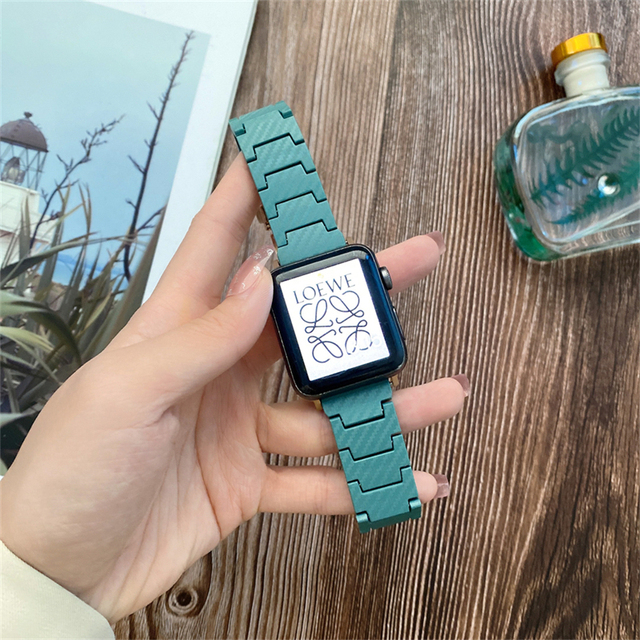 Carbon Fiber Texture Strap For Apple Watch Band 45MM 41MM 44MM 42MM 40MM 38MM PC Wristband For iWatch 7 6 5 4 SE 3 2 1