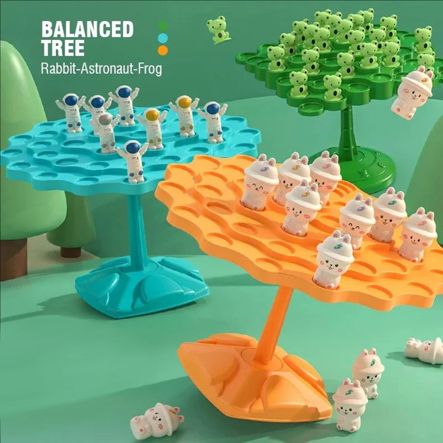 1pc children's DIY puzzle Balance Tree Folding Rabbit Astronaut board game Casual parent-child interactive tabletop combat toys 2