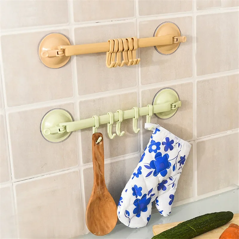 Adjustable 6 Hooks Double Suction Cup Towel Hanger Rack Hanging Shelves Holders Lock Type Sucker Bathroom Hook Organizer U3 multifunctional hooks,towel holder,suction cup hook